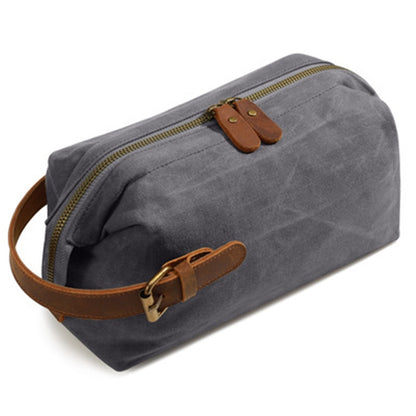 Mens Travel Toiletry Bag Canvas Leather Cosmetic Makeup Organizer Portable Shaving Kits