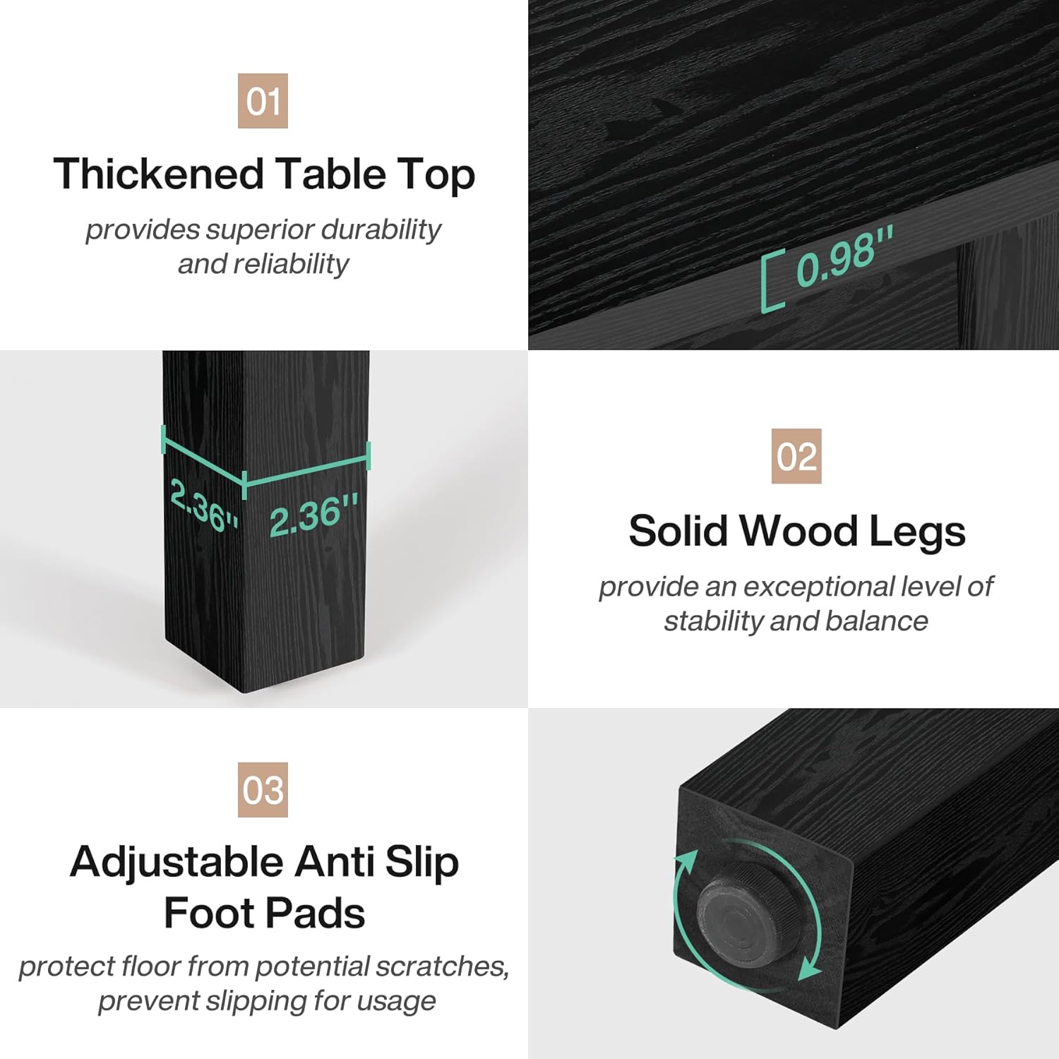 39" Rustic Farmhouse Dining Table | Small Space Kitchen Table 2–4 Seater | Rustic Brown Office Desk | Modern Wood Table for Home