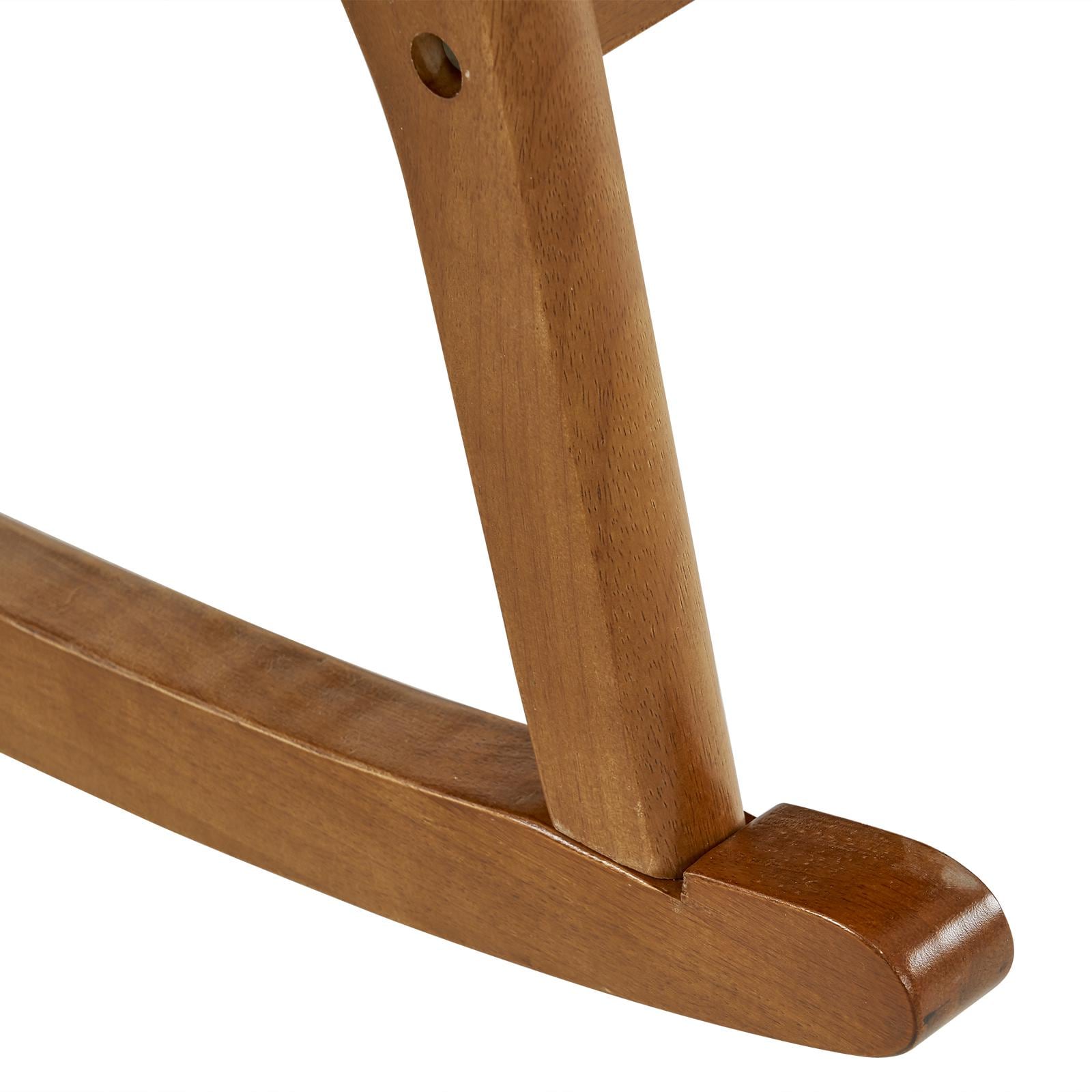 High Back Dark Gray Rocking with Solid Wood Armrest, Iron Frame, Linen Upholstered Seat, Dual-Use Indoor Armchair with Lumbar Pillow