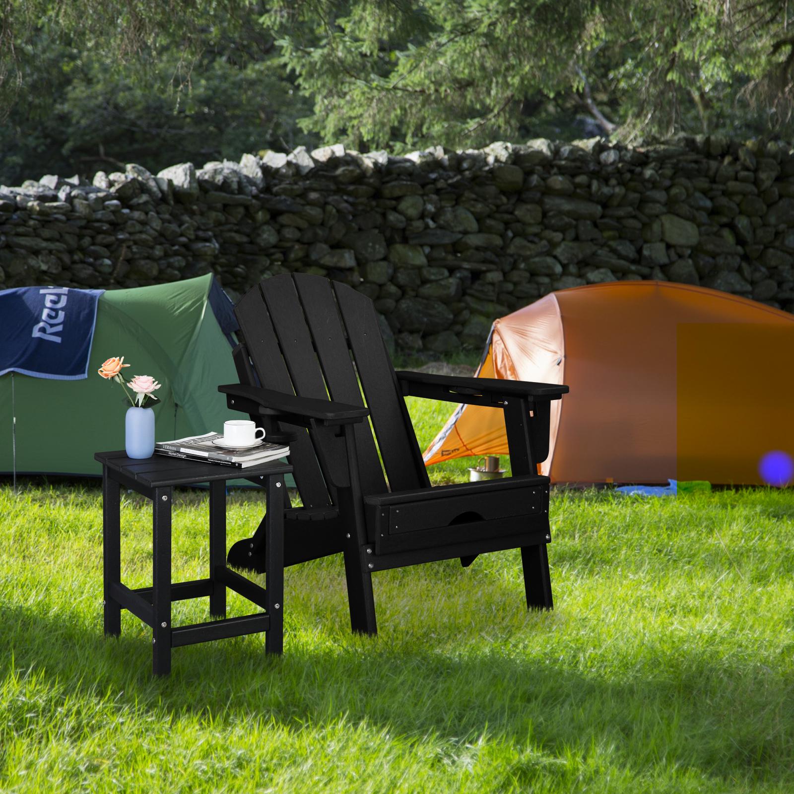 36×36×47cm HDPE Side Table | Black Single Layer Square Table, Bedroom, Living Room, Office, Guest Room, Bathroom, Modern Design