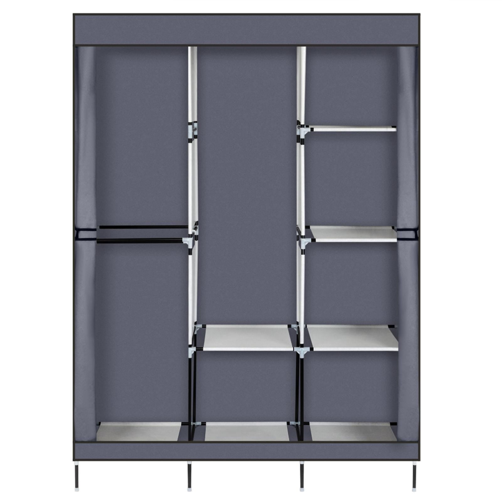 71" Portable Closet Wardrobe Organizer with Shelves, Gray Fabric Clothes Storage Rack