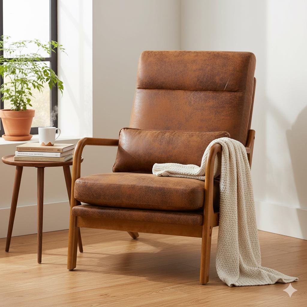 High Back Accent Chair, Bronzing Cloth, Mid-Century Modern Design