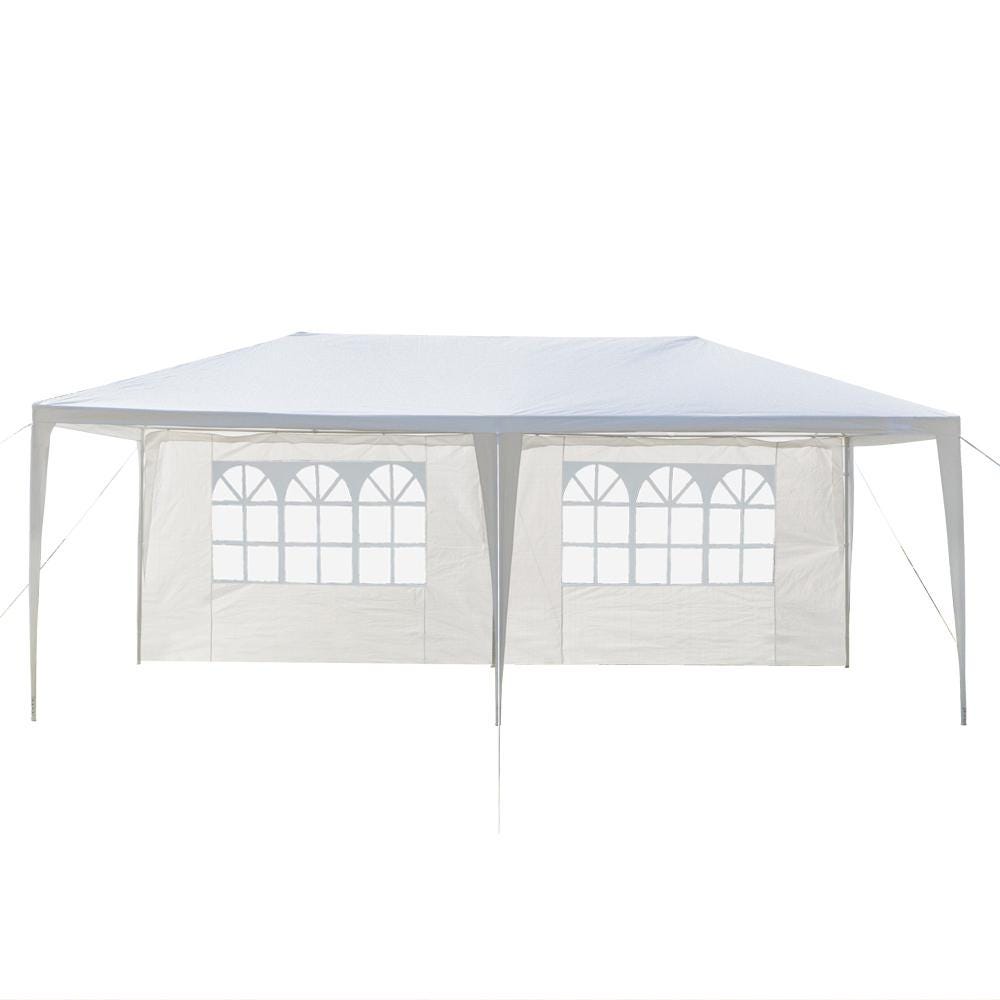 10x20 Outdoor Party Tent White Waterproof Gazebo Canopy with 4 Sidewalls Wedding Event Patio Shelter Backyard Pavilion