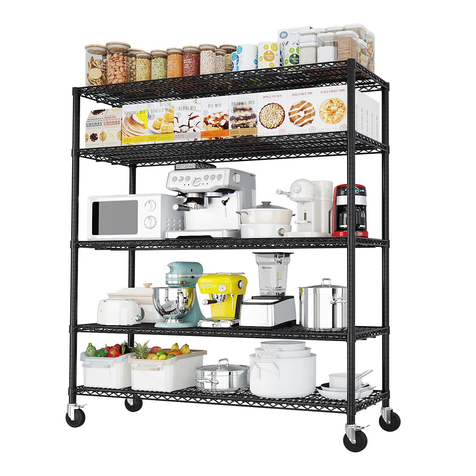 Heavy Duty 5-Tier Metal Storage Shelves | Rolling Garage Shelving Unit