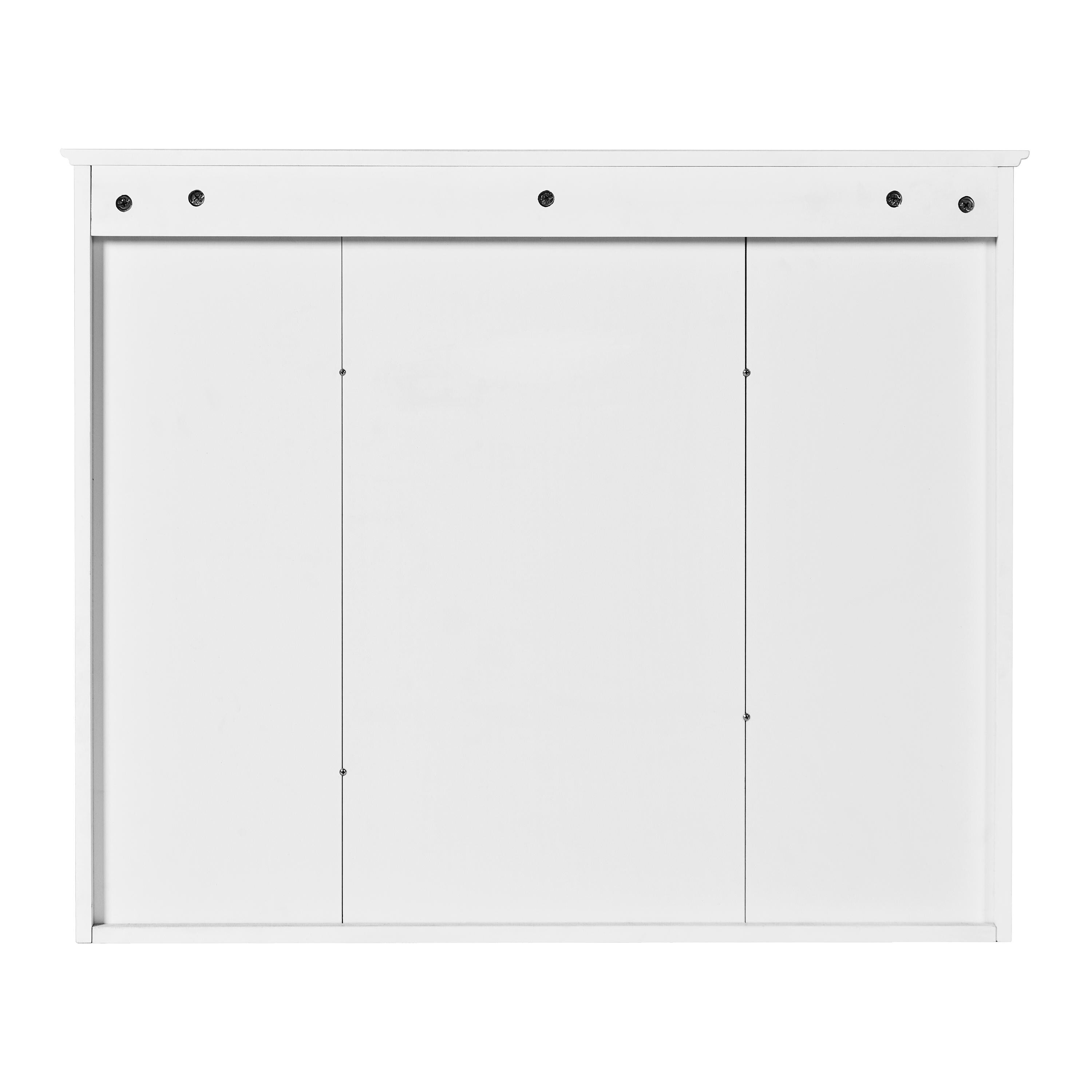 35x28 Wall Mounted Bathroom Medicine Cabinet with Mirror & Open Shelves | White MDF Modern Vanity Mirror Cabinet Storage Organizer