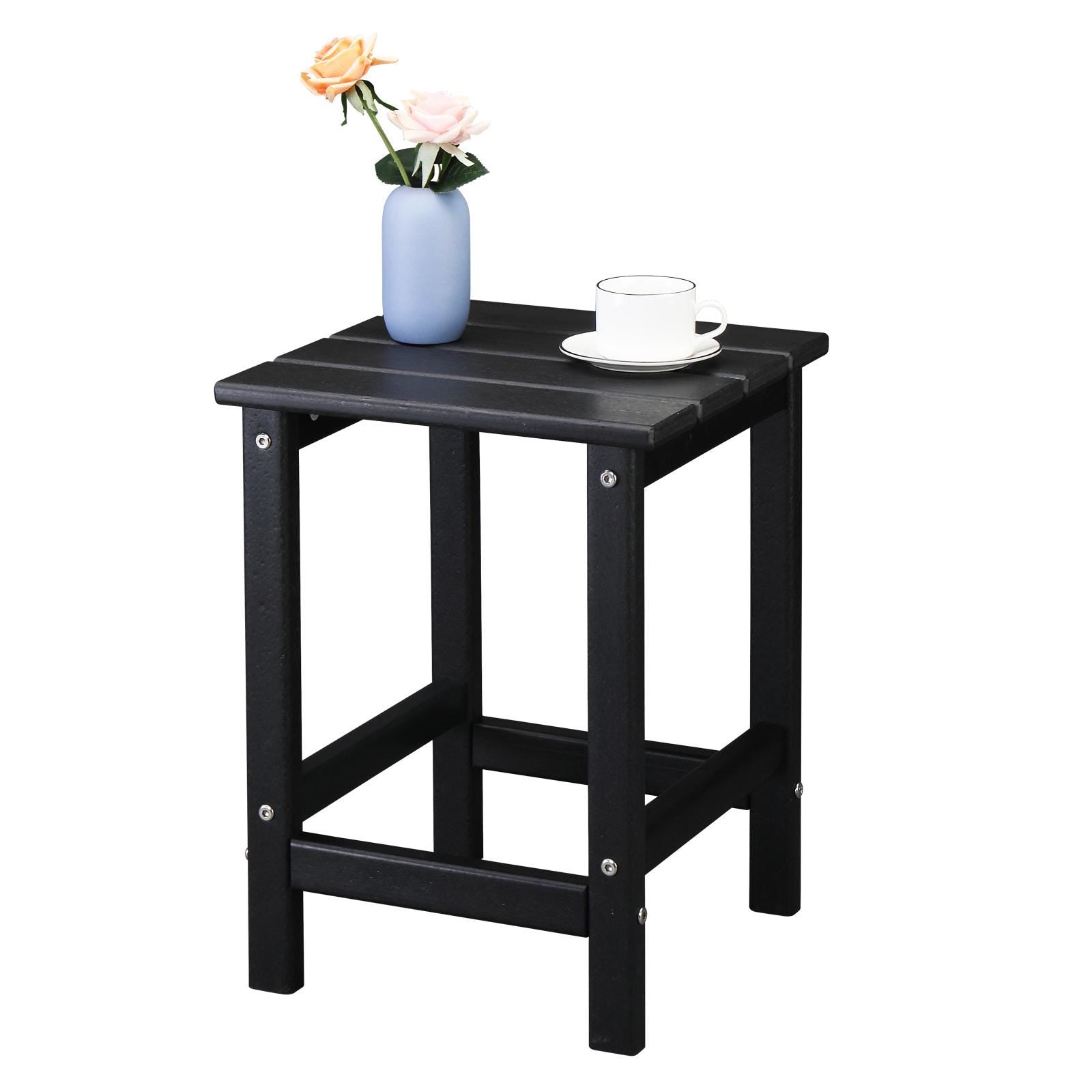36×36×47cm HDPE Side Table | Black Single Layer Square Table, Bedroom, Living Room, Office, Guest Room, Bathroom, Modern Design