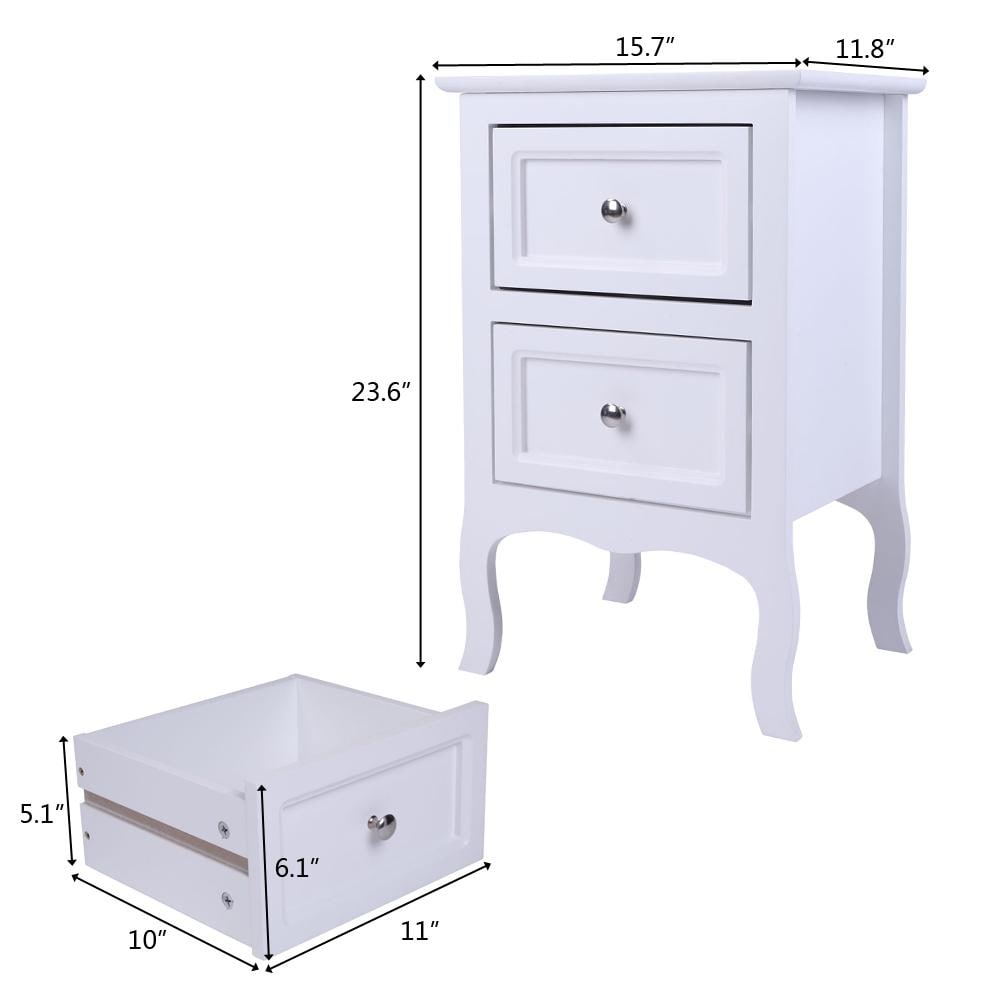 Country Style Two-Tier Night Table White | Rustic Bedroom Side Table Storage Organizer | Bedside Wooden Home Furniture