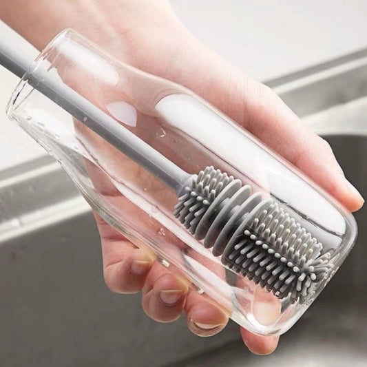Long Handle Silicone Cup Brush - Kitchen Cleaning Tool for Glassware, Wineglass, Bottles - Cup Scrubber